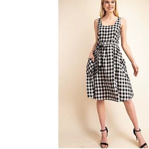 GILLI Faye black white gingham Cottagecore sleeveless dress size medium